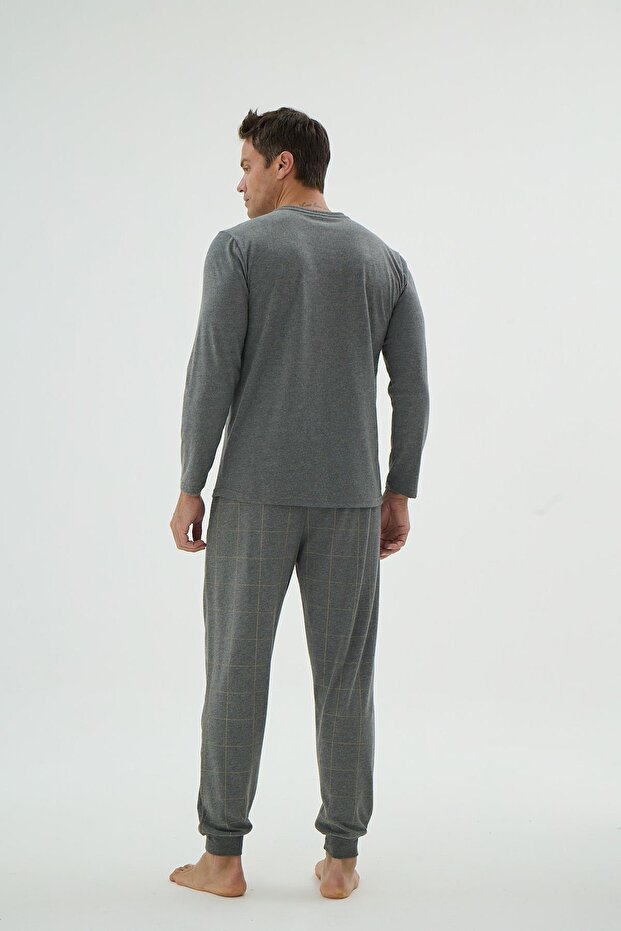 Erkek Uzun Kol Jogger Paça Antrasit Pijama Takımı C6T2N69 - 3