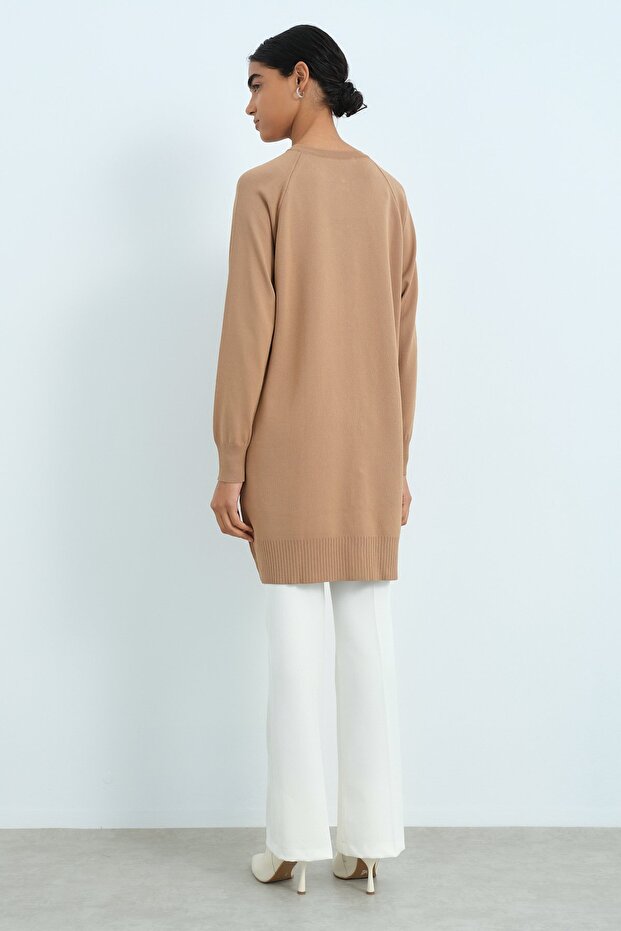 Çıt Çıtlı Triko Hırka Camel - 4