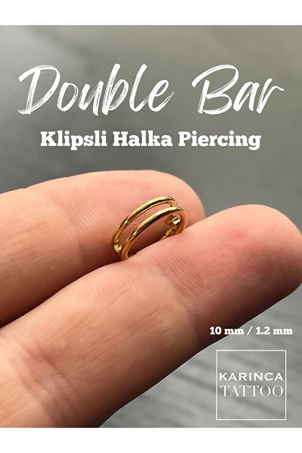 Double Bar Klipsli Halka Piercing Kulak Helix Septum Dudak Orbital Conch Piercing - 4