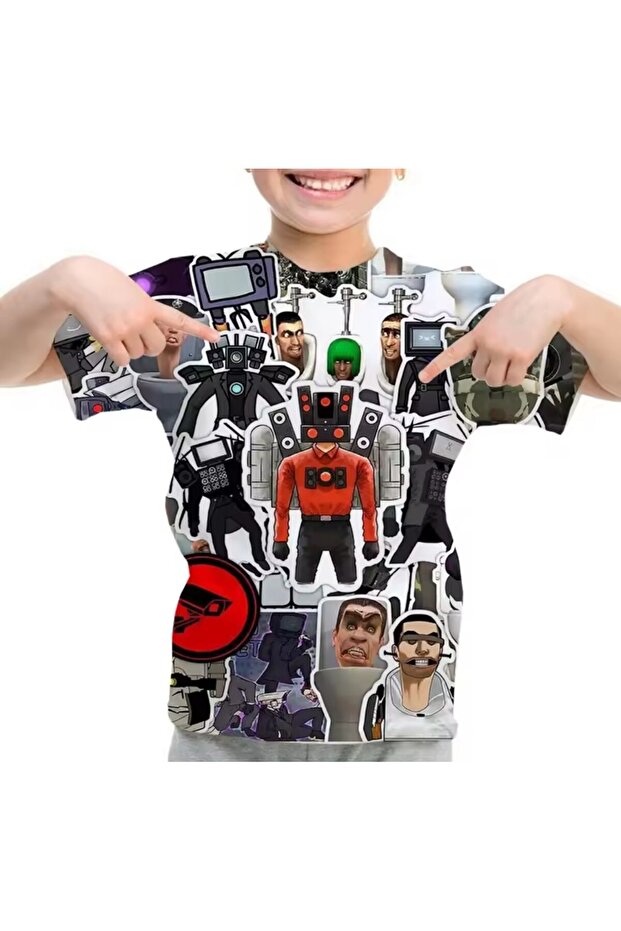 3D Printed Striped Filim Heroes Printed Children's T-Shirt