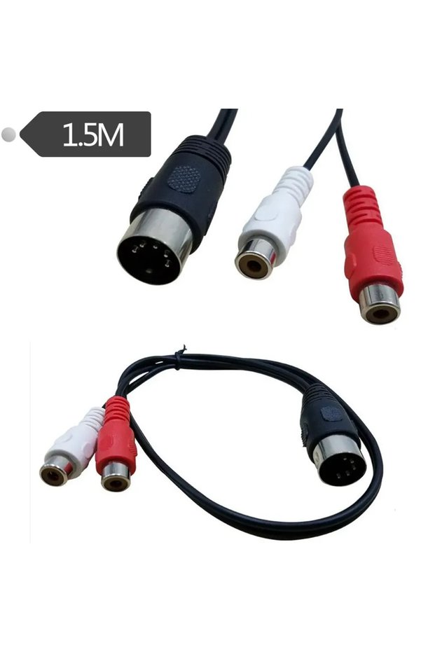 1.5m Din 5 Pin Male to 2 RCA Female Professional Grade Audio Cable for Bang & Olufsen, Naim, Quad.St