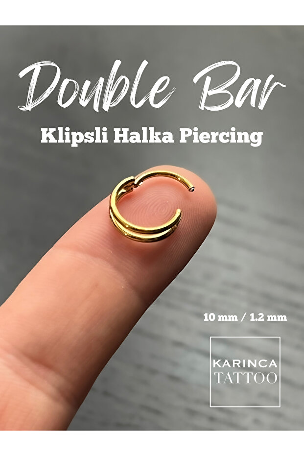 Double Bar Klipsli Halka Piercing Kulak Helix Septum Dudak Orbital Conch Piercing - 2
