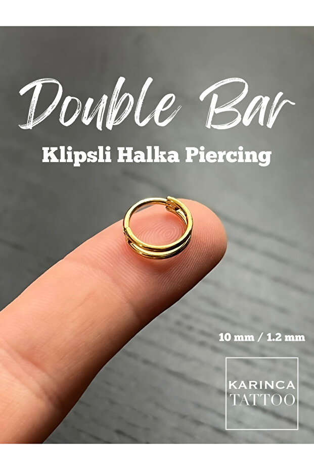 Double Bar Klipsli Halka Piercing Kulak Helix Septum Dudak Orbital Conch Piercing - 5