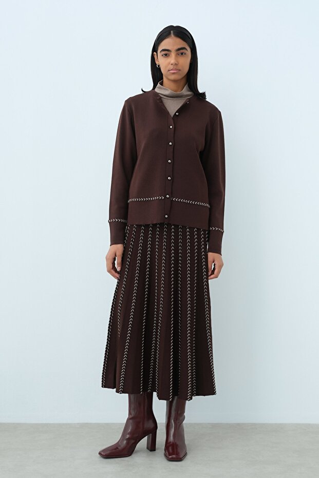 Blazer Triko Hırka Kahve - 3