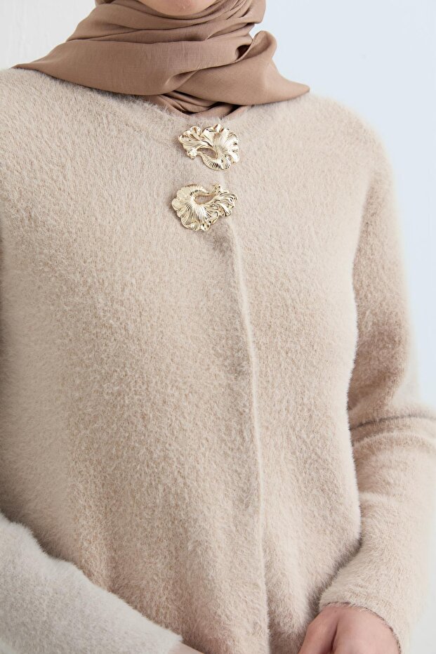 Bellissimo Angora Hırka Bej - 1