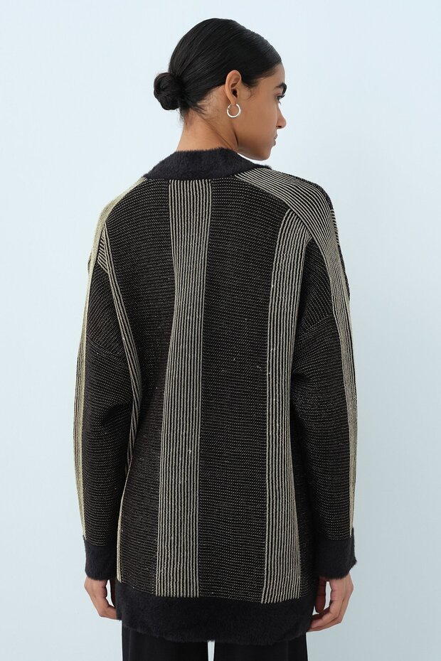 Simli Triko Hırka Siyah - 4