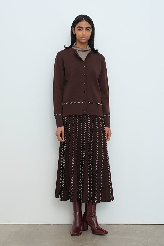 Blazer Triko Hırka Kahve - 5