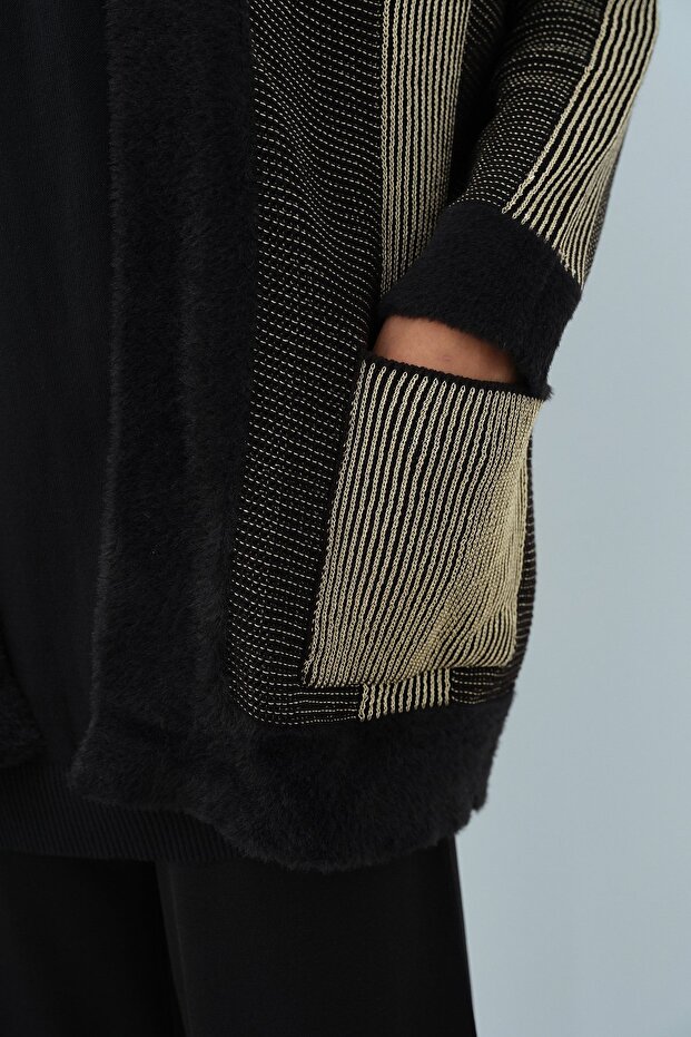 Simli Triko Hırka Siyah - 2