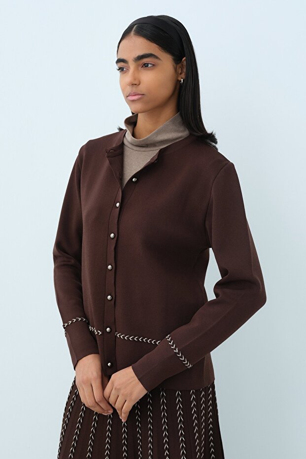 Blazer Triko Hırka Kahve - 1