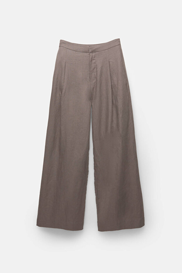 بنطلون مطوي من الكتان بنسبة 100% - 6