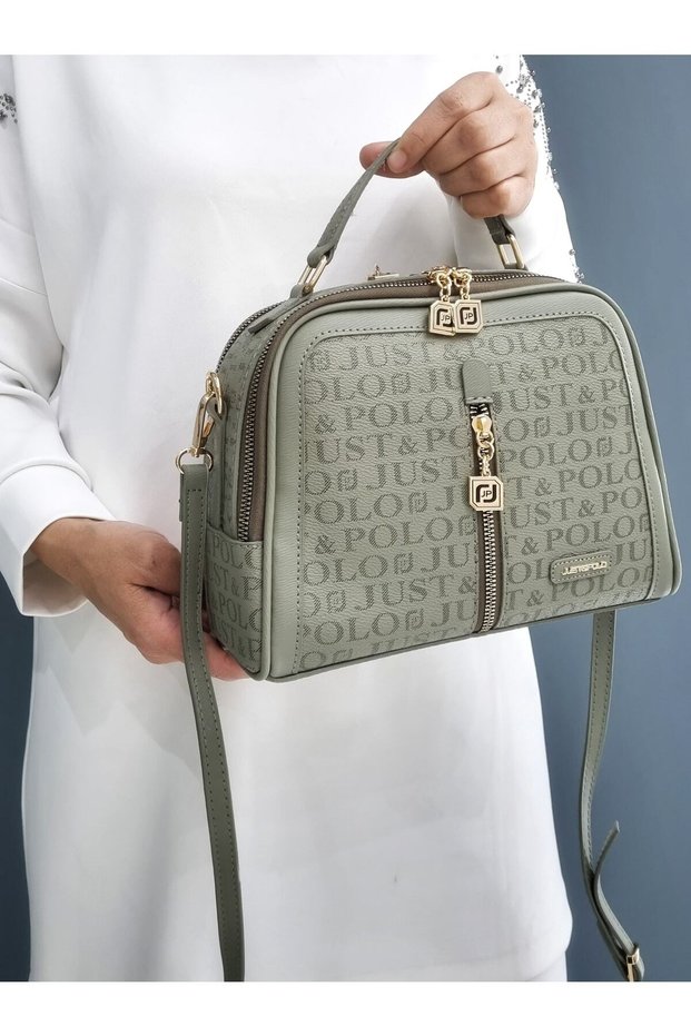Women's Green 4 Compartment Adjustable Long Strap Hand and Shoulder Bag Jpm2057 Green