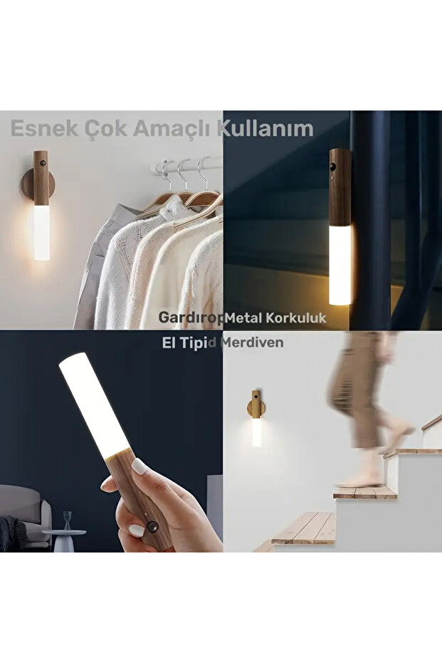 Şarjlı Kablosuz Sensörlü Led Aplik Şarjlı Harekete Duyarlı Dekoratif Duvar Lambası - 3