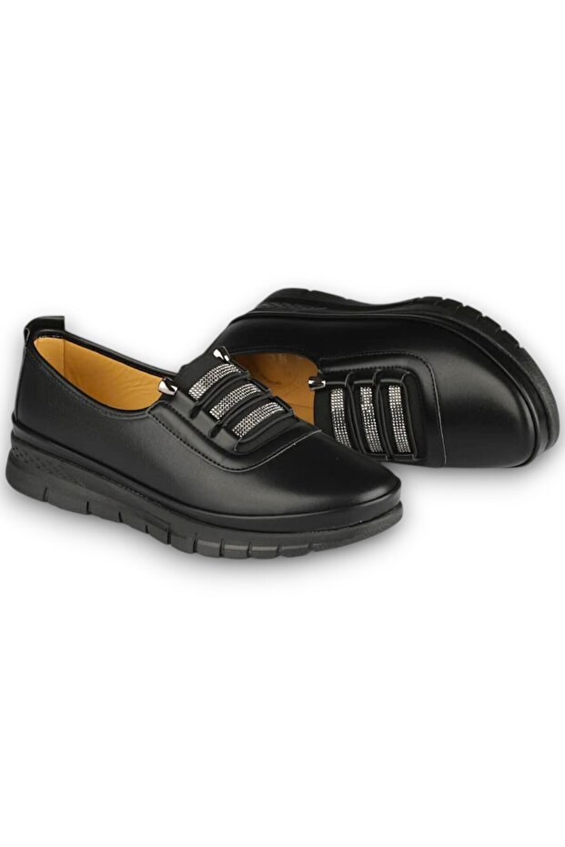 Wanetti 9908 Black Orthopedic Comfortable Lightweight Daily Mother Shoes