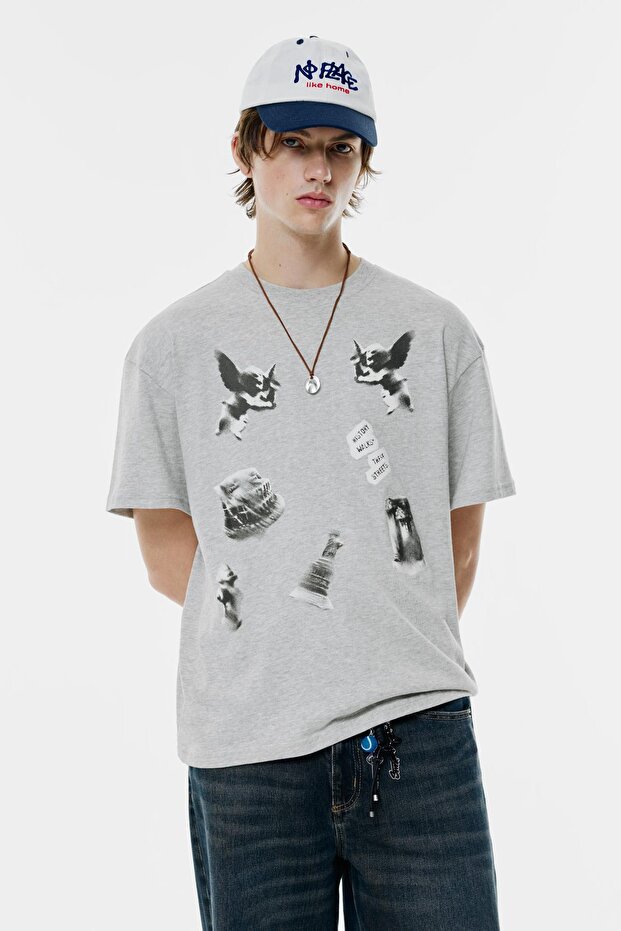 Gri melekli tişört - 2