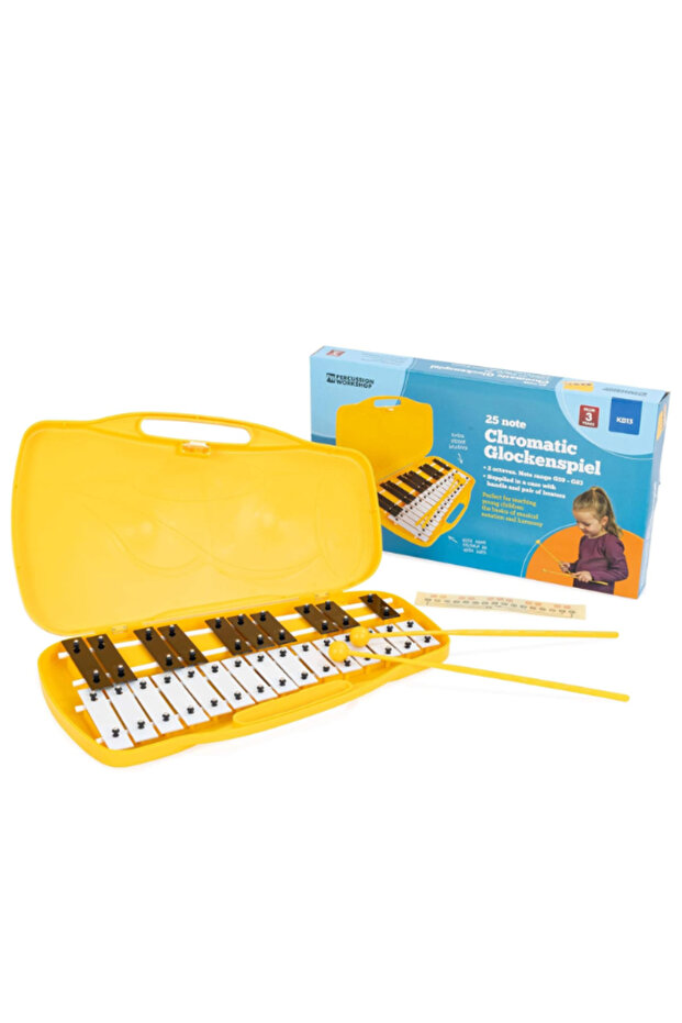 Percussion 25-Note Chromatic Glockenspiel with Sturdy carry Case and Beaters