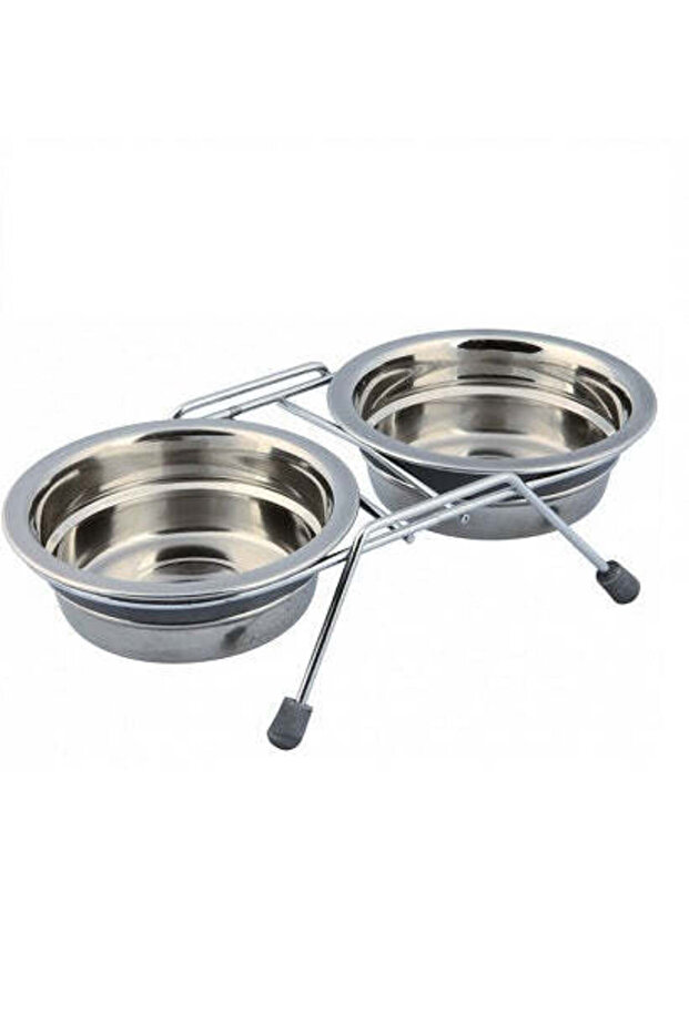 Eat on Feet Anti-Rattle Steel Bowl Set for Dogs