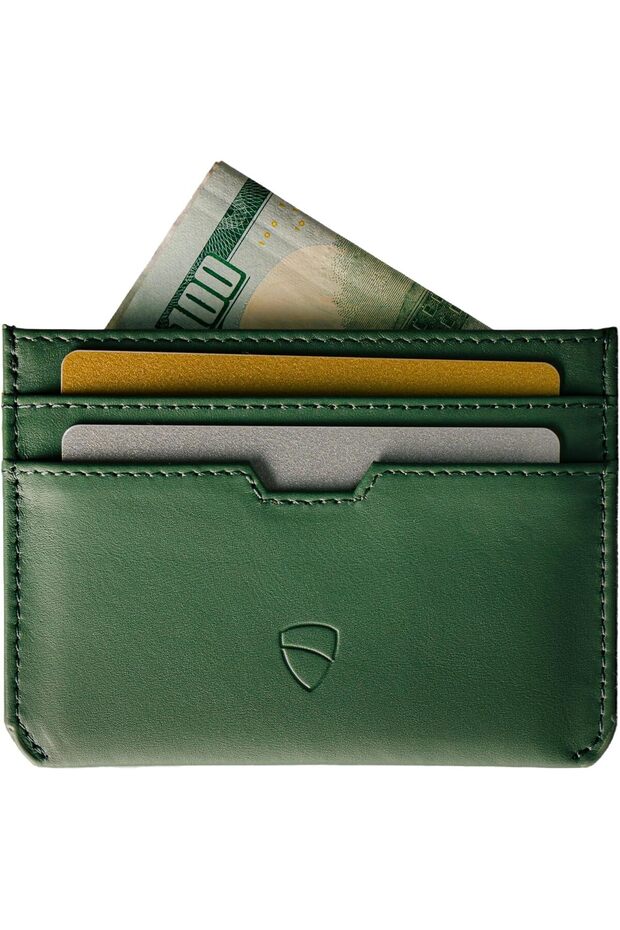 MOORGATE Slim Card Holder - Minimalist Leather Wallet, RFID Blocking Sleeve, Fits Front Po