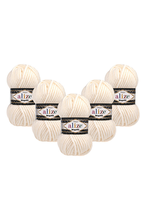 Superlana Megafil 5-Pack – Autumn/Winter Collection Thick Knitting Yarn 100Gr 55m - 310 Honey Foam