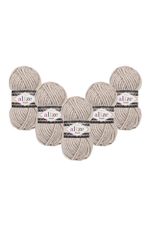 Superlana Megafil 5-Pack – Autumn/Winter Collection Thick Knitting Yarn 100Gr 55m - 152 Beige