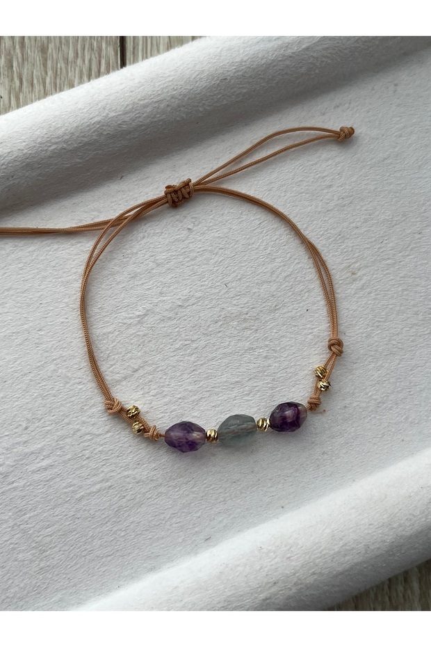 Diamond Fluorite Stone Adjustable Rope Bracelet & Anklet