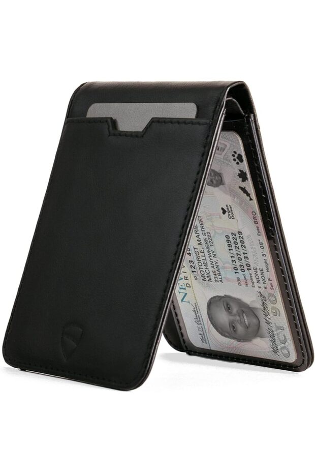 MANHATTAN ID Thin Leather Wallet with RFID Blocking and ID Window