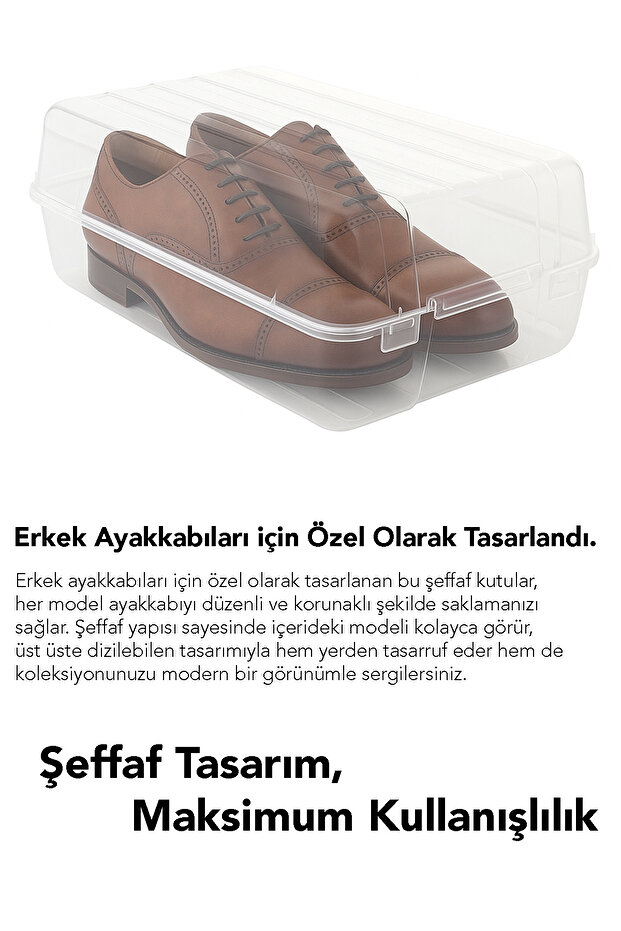 5 Adet Erkek Ayakkabı Kutusu - Şeffaf Ayakkabı Düzenleyici Saklama Kutusu Organizer Seyahat Kutusu - 3