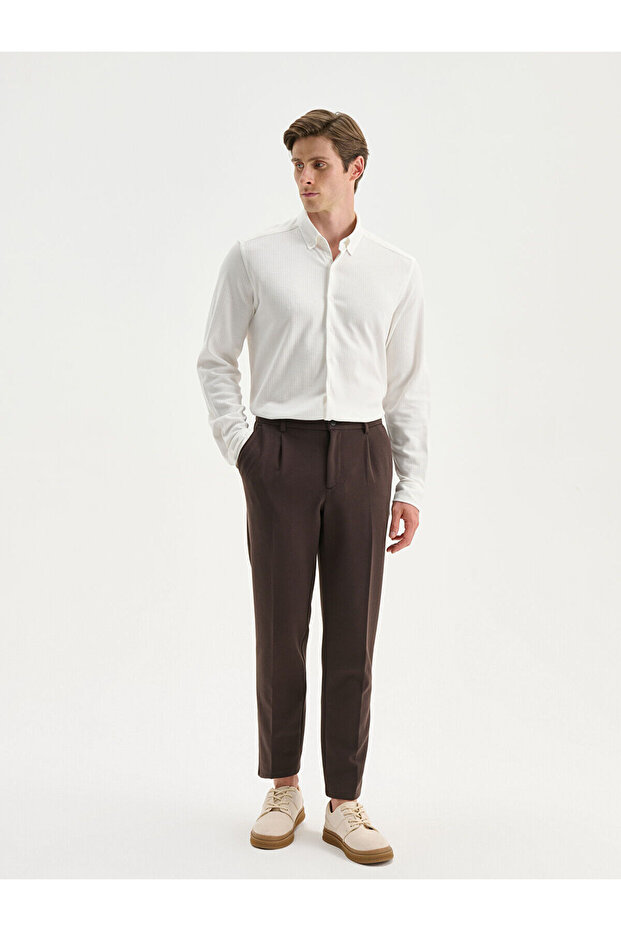 Brown Standard Fit Men's Trousers