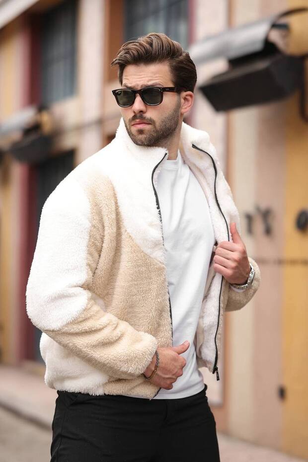 معطف من القطيفة مبطن كبير الحجم منقوش - 3