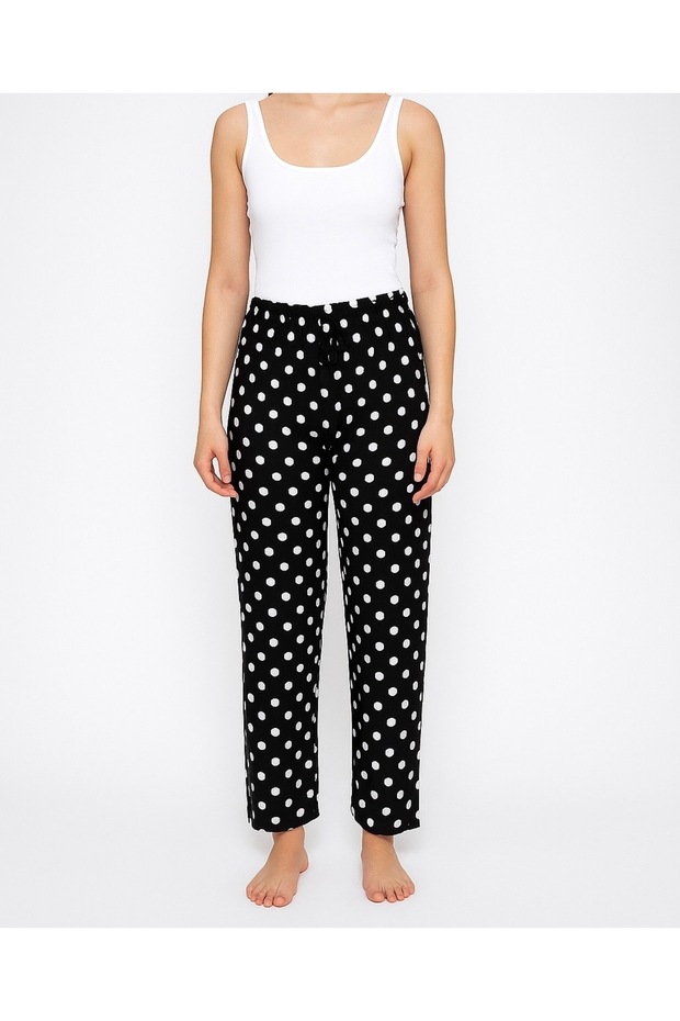 Polka Dot Winter Suede Single Bottom Soft Textured Women's Pajamas