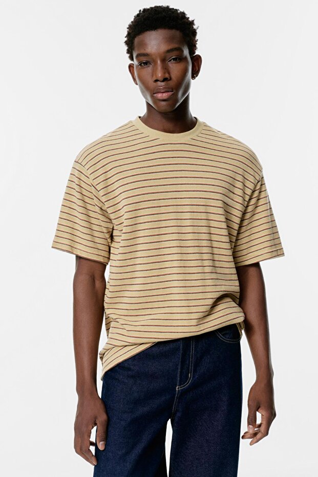 Çizgili dokulu tişört - 2