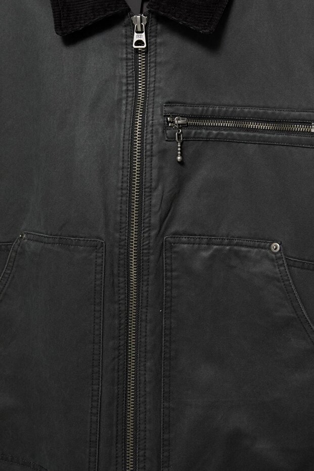 Fitilli yakalı mumlu ceket - 8