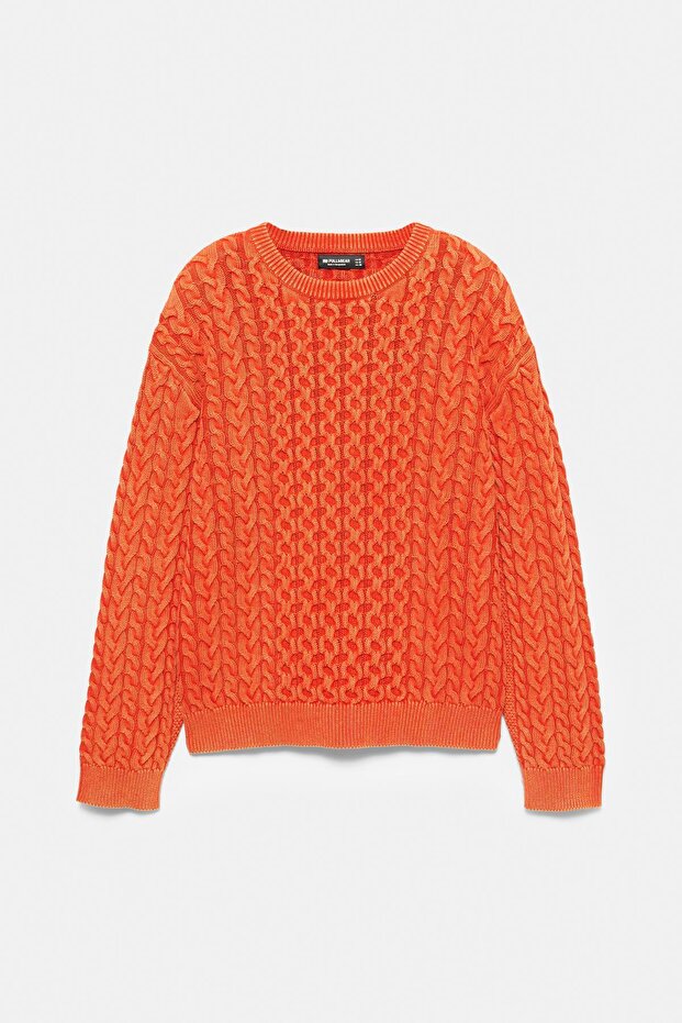 Asit yıkamalı saç örgülü kazak - 6