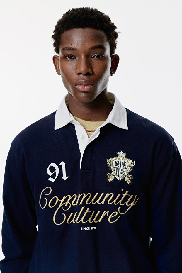 İşlemeli kolej polo tişörtü - 5