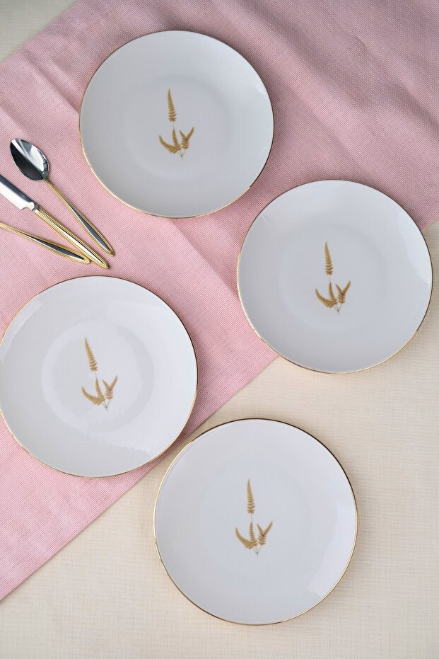 Tabak Evi Porcelain Natura Marinum Gold Gilded Cake Plate 20.50cm Set of 4