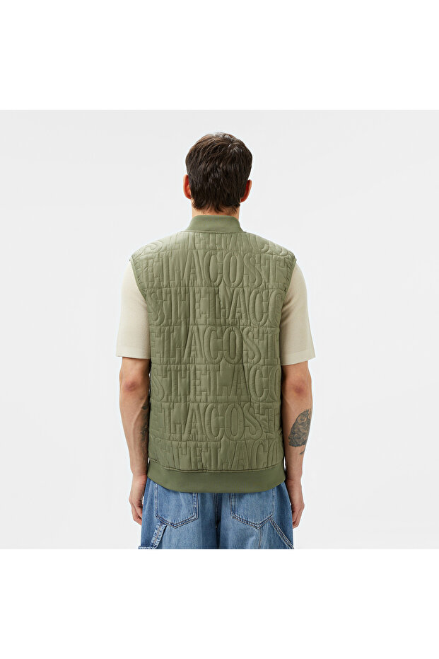 Erkek Regular Fit Dik Yaka Kapitone Yeşil Yelek - 3