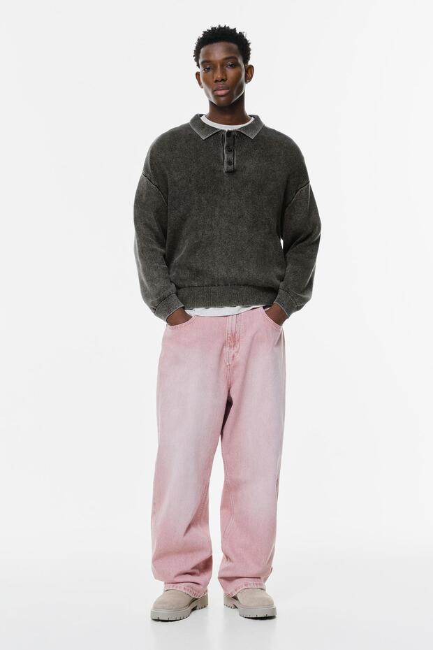 Asit yıkamalı örgü polo - 2