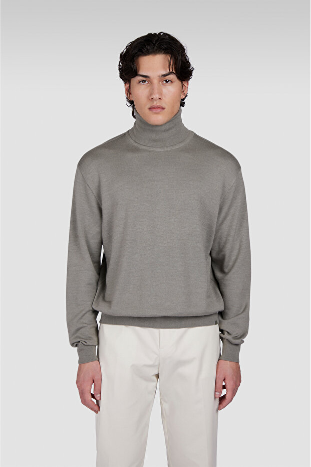 Men's Knitted Silk Wool Turtleneck