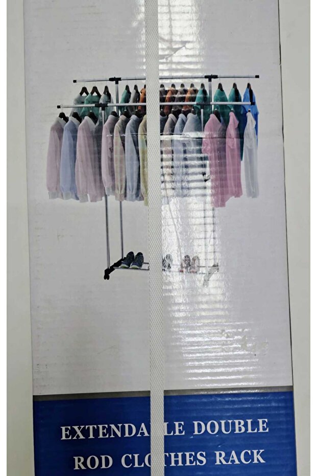 Extendable Double Rod Clothes Rack - 1