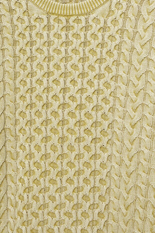 Asit yıkamalı saç örgülü kazak - 7