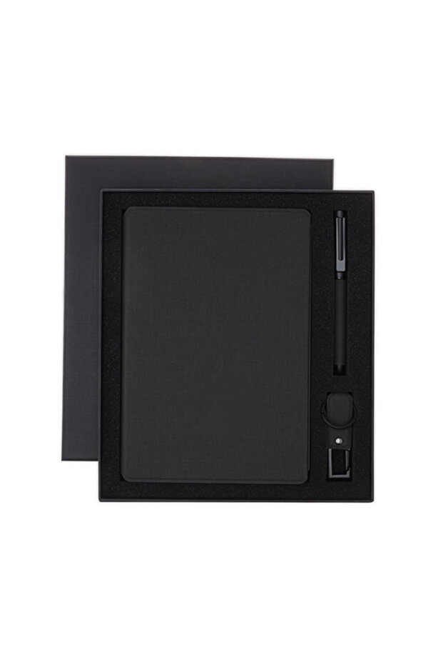 CHANGE ZERO Sustainable Gift Set with Refillable Notebook, Pen & USB Keychain - Black