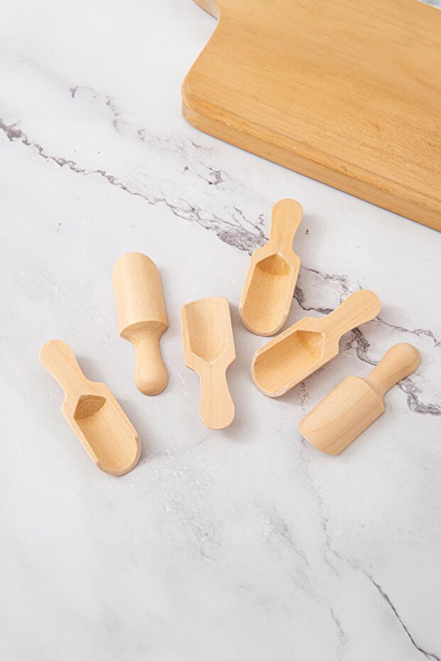 Set of 6 Wooden Spice Spoons