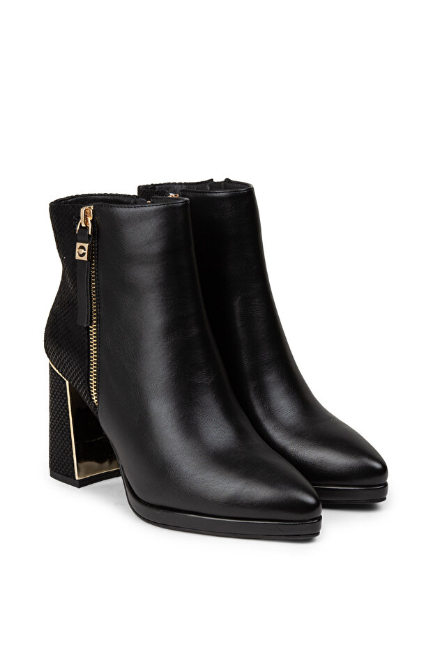 Kadın Siyah Fermuarlı Bot - 3