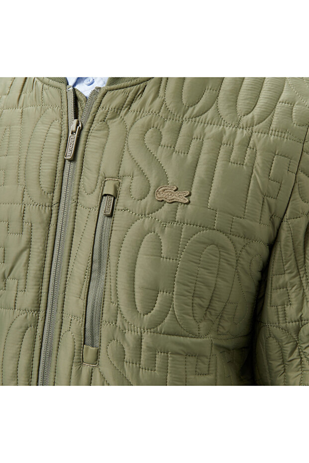 Erkek Regular Fit Dik Yaka Kapitone Yeşil Mont - 5