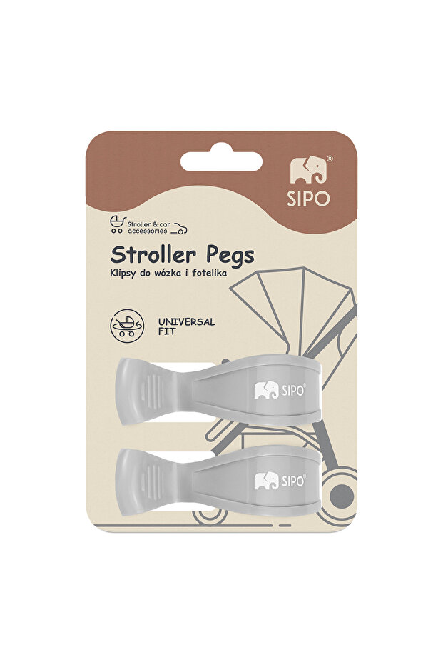 Multifunctional stroller clips, 2 pieces, Grey - 7