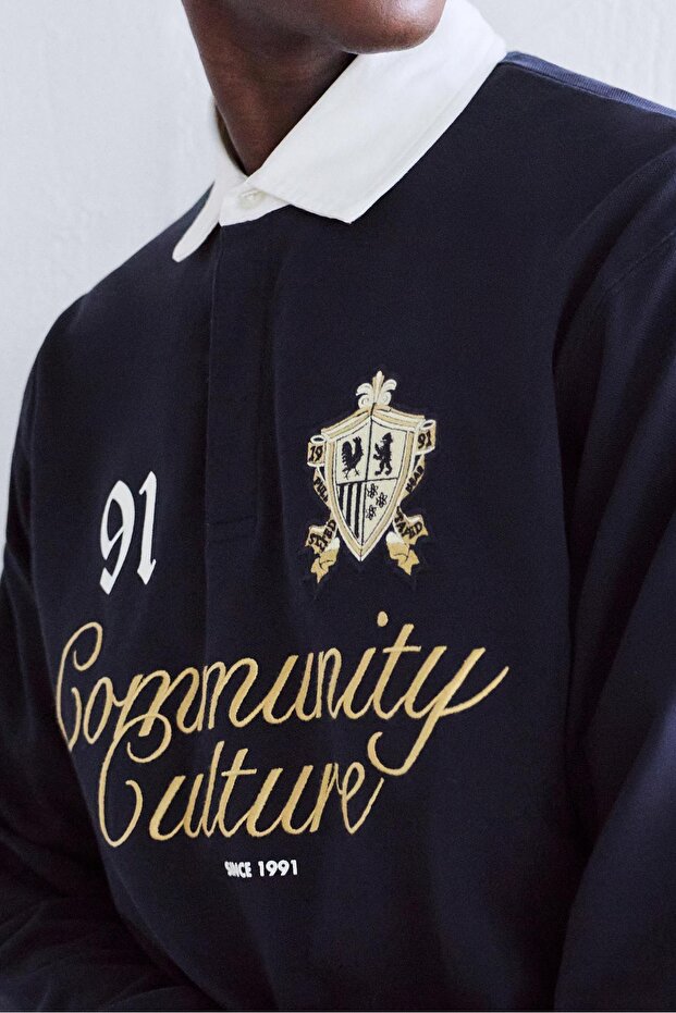 İşlemeli kolej polo tişörtü - 1