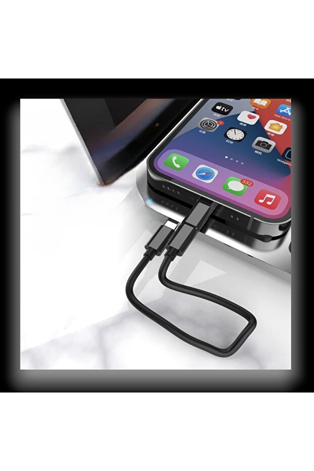 1 Adet 60W Hızlı Şarj Çoklu USB Kablo Seti – Type C, Lightning, Micro Uyumlu, Telefon Standlı - 5