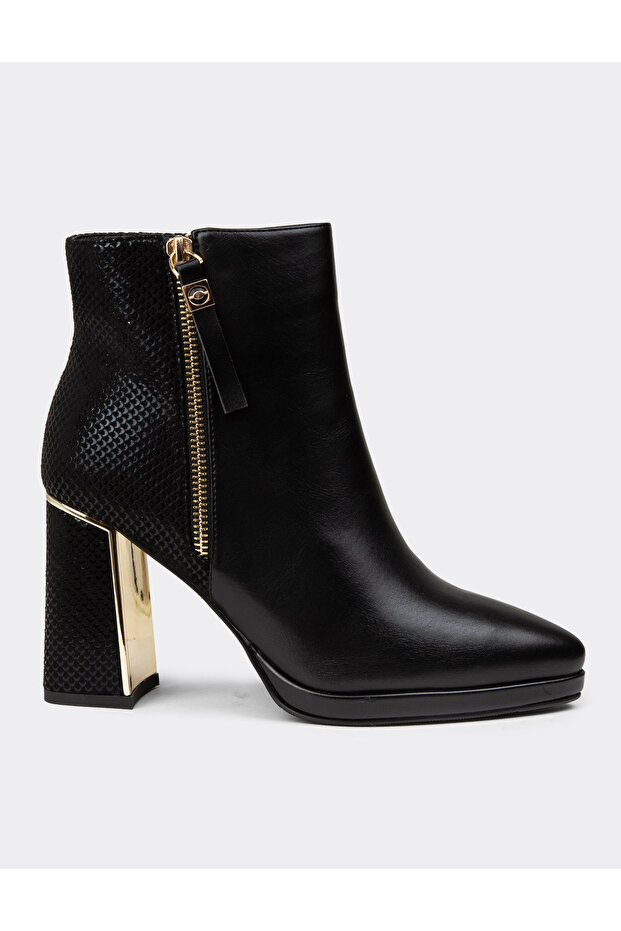 Kadın Siyah Fermuarlı Bot - 1