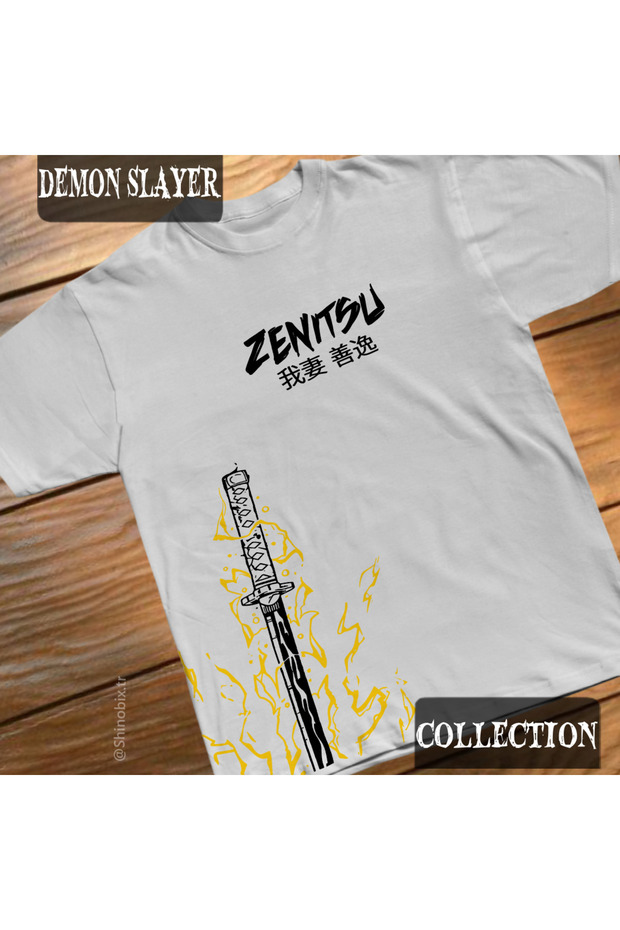 Demon Slayer Anime Zenitsu Agatsuma the Blinding Flash Printed Oversize T-Shirt
