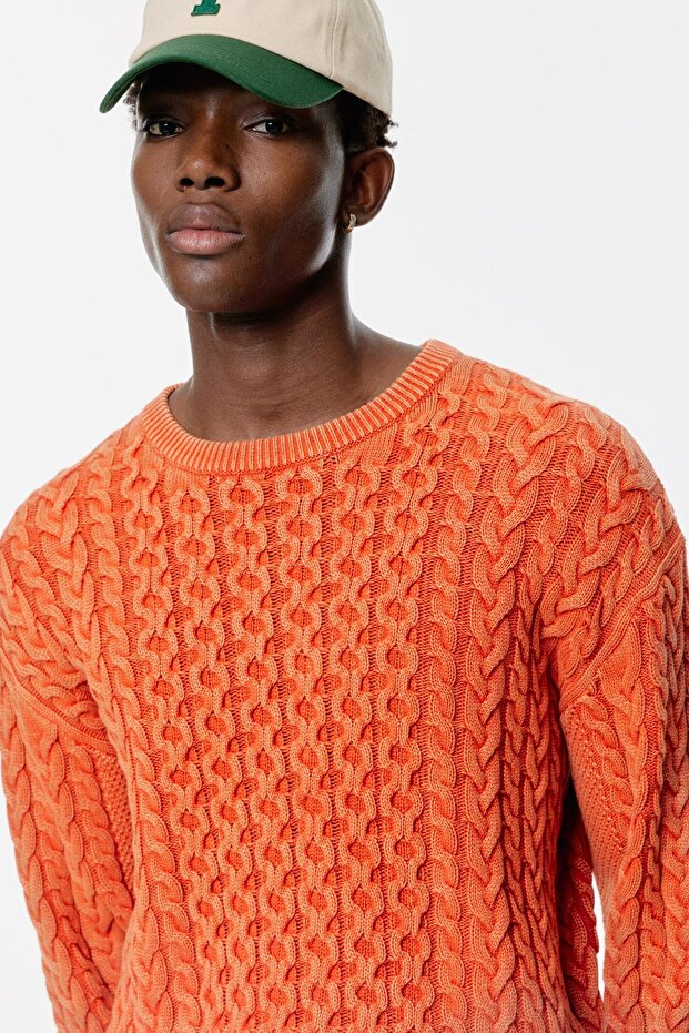 Asit yıkamalı saç örgülü kazak - 5