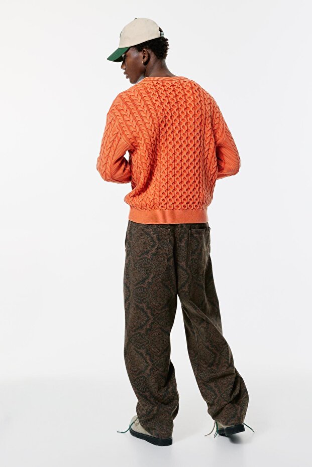 Asit yıkamalı saç örgülü kazak - 4